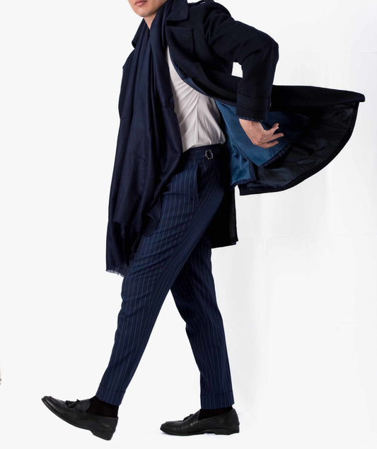 Cashmere Pashmina Scarf on Bespoke Tailored Suit