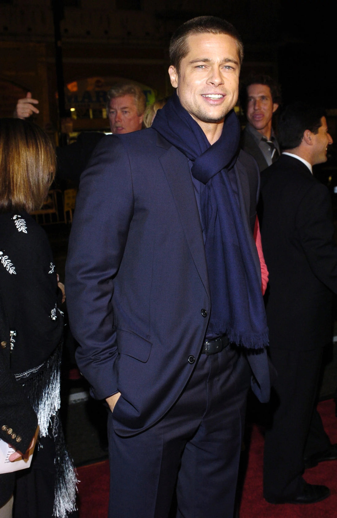 Brad Pitt wearing Pashmina cashmere Scarf